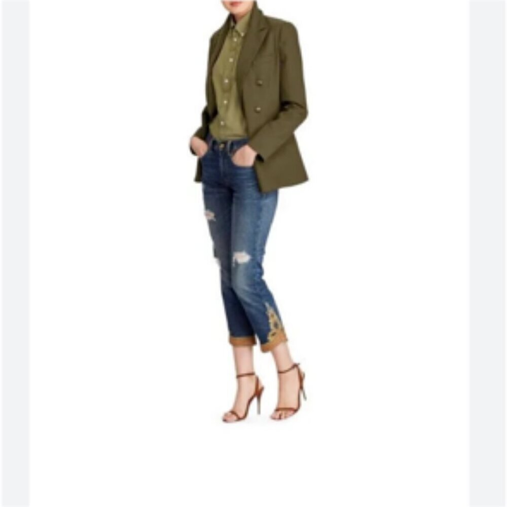 POLO Ralph Lauren Jeans THE WAVERLY STRAIGHT CROP Embellished Military Style 28 - Picture 2 of 10